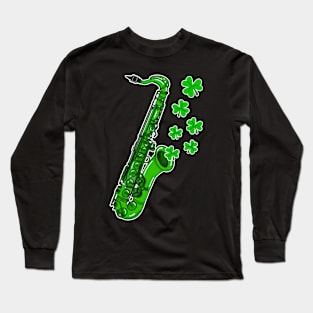 St Patrick's Day 2022 Saxophone Saxophonist Irish Musician Long Sleeve T-Shirt